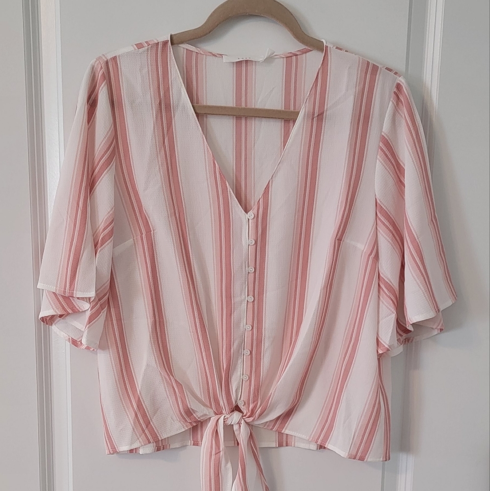 Flowy bohemian striped tie top